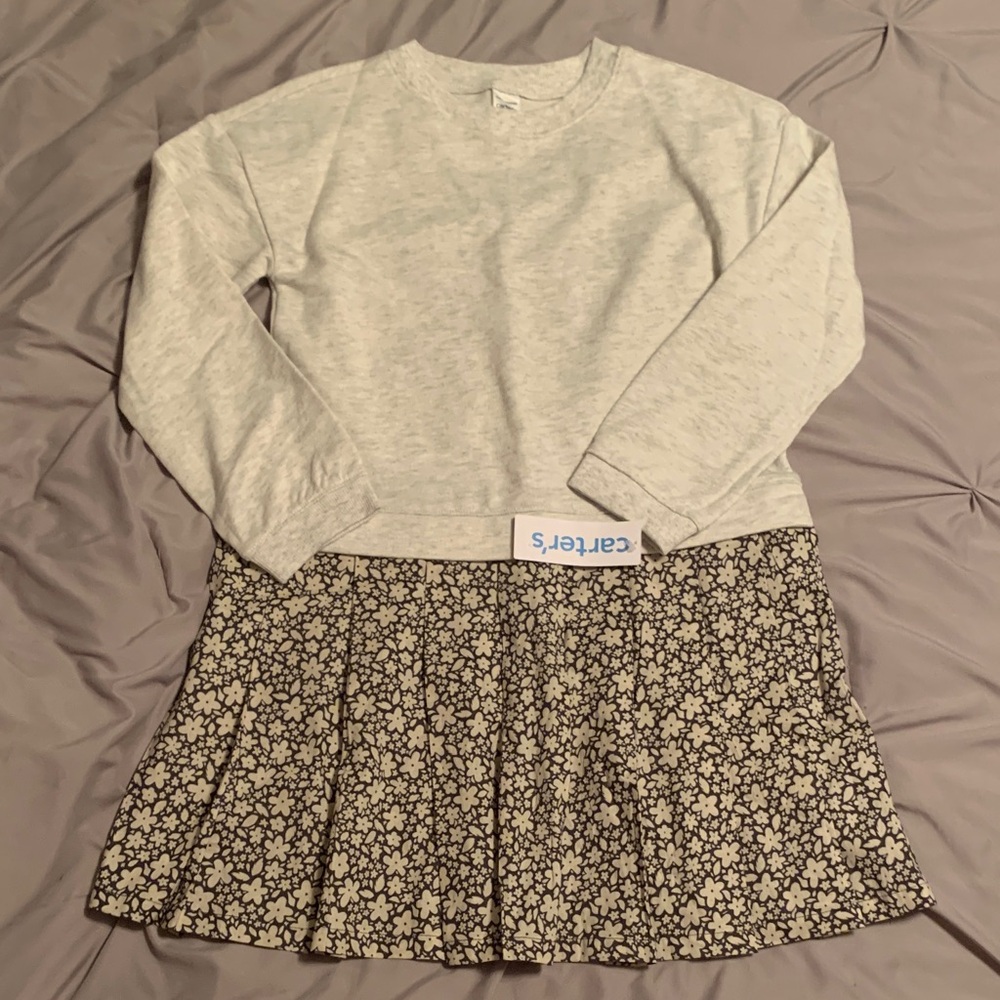 Carter's Cream and Gray Floral Dress
